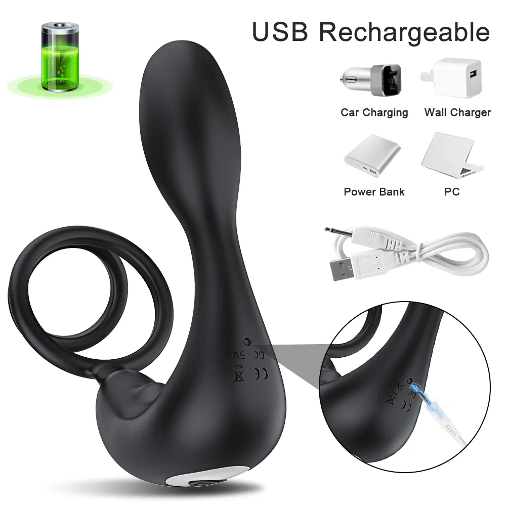 Bluetooth APP Male Prostate Massager Vibrator Double Ring Delay Ejaculation Anal Plug Stimulator Adult Sex Toys for Men Couples Vibrators 1ef722433d607dd9d2b8b7: China|France|Italy|Russian Federation|SPAIN|United States