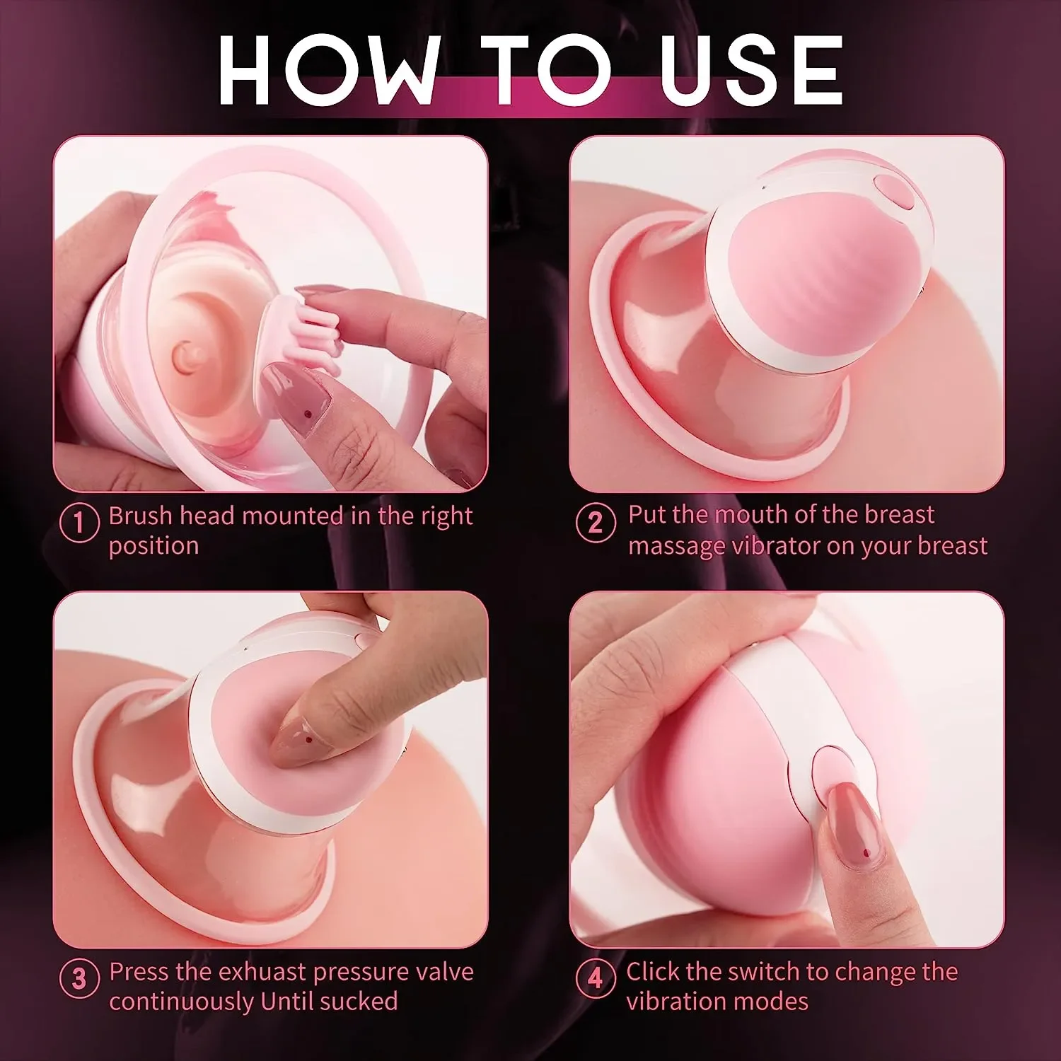 Breast Enlargement Sucking Vibrator Rotation Vacuum Pump Chest Cover Sucker for Women Nipple Stimulation Masturbator Sex Toy Trending Now cb5feb1b7314637725a2e7: Pink