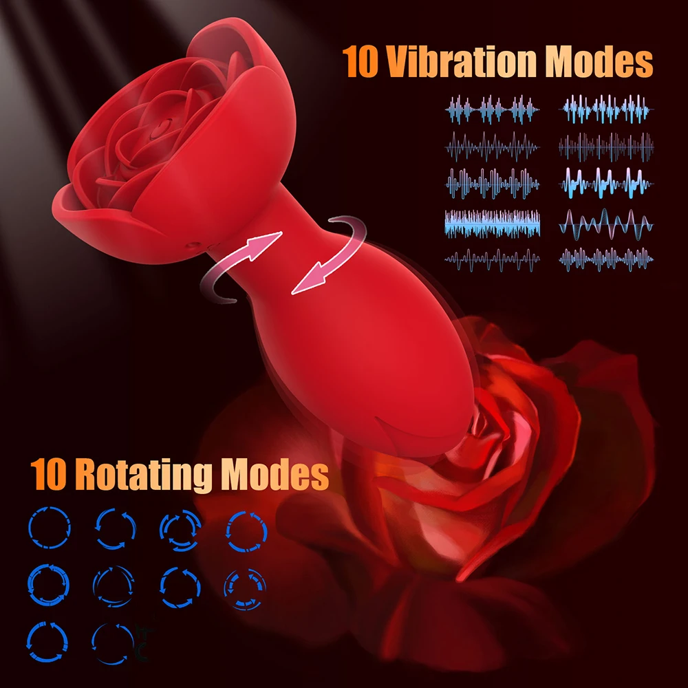 Female Rose Anal Plugs Vibrator APP Bluetooth Control Rotating Vibration Stimulation Prostate Massager Sex Toy for Women Men Gay Trending Now cb5feb1b7314637725a2e7: Black anal plugs|Red anal plugs