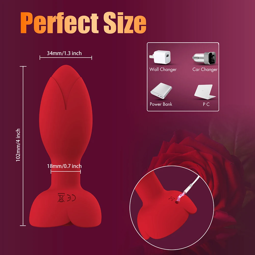 Female Rose Anal Plugs Vibrator APP Bluetooth Control Rotating Vibration Stimulation Prostate Massager Sex Toy for Women Men Gay Trending Now cb5feb1b7314637725a2e7: Black anal plugs|Red anal plugs