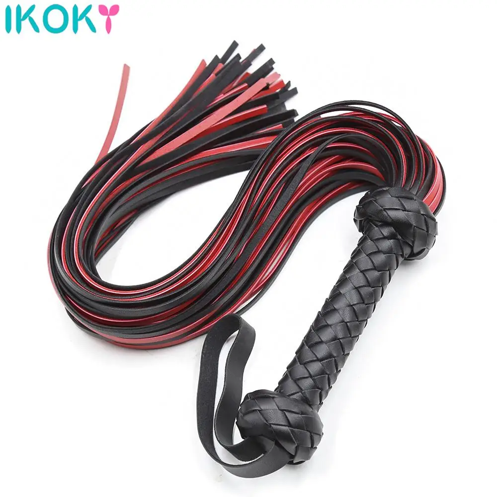 Fetish Black&Red PU Leather Whip Flogger Handle Spanking Paddle Knout Flirt BDSM Adult Game Erotic Sex Toys for Women Couples Sex Toys For Couple cb5feb1b7314637725a2e7: Black|Black and Red