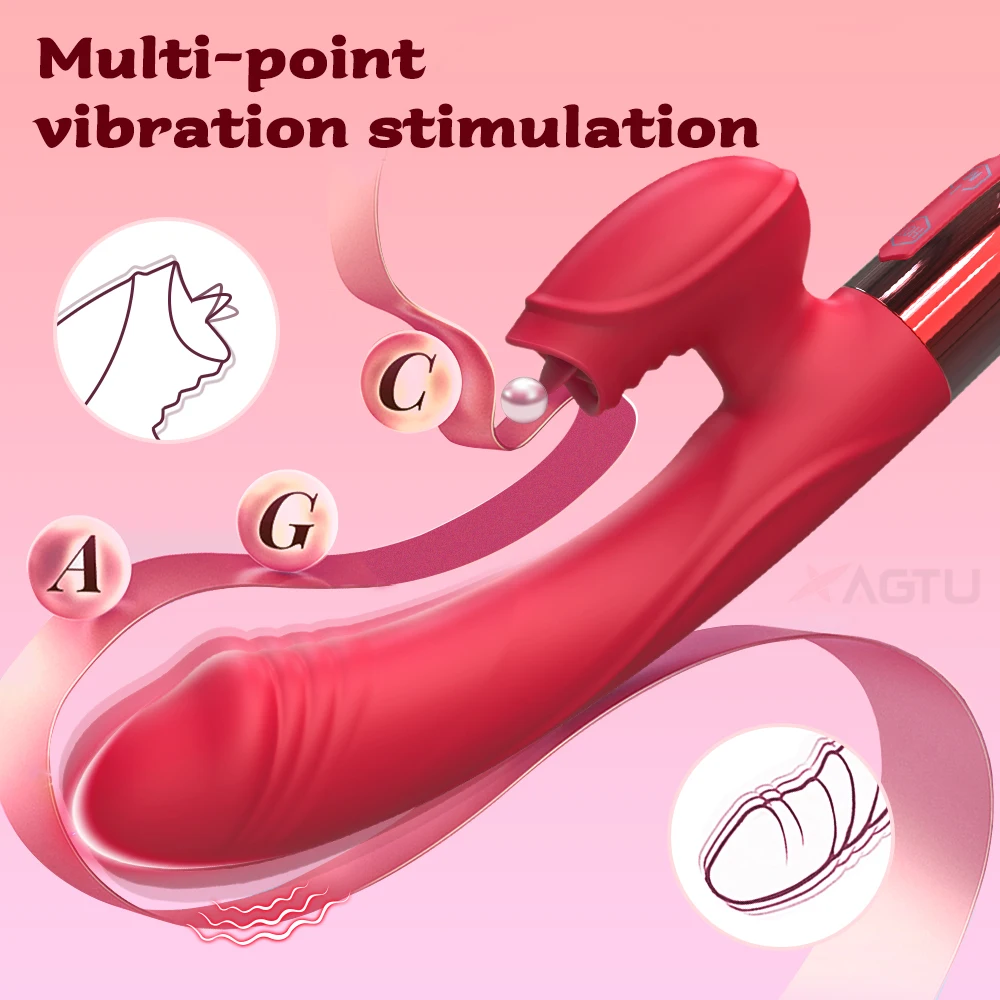 Heating G Spot Dildo Vibrator for Women with Tongue Licking Clitoris Stimulator Female Masturbator Adults Goods Sex Toys Sex Toys For Women cb5feb1b7314637725a2e7: ZD058-RD