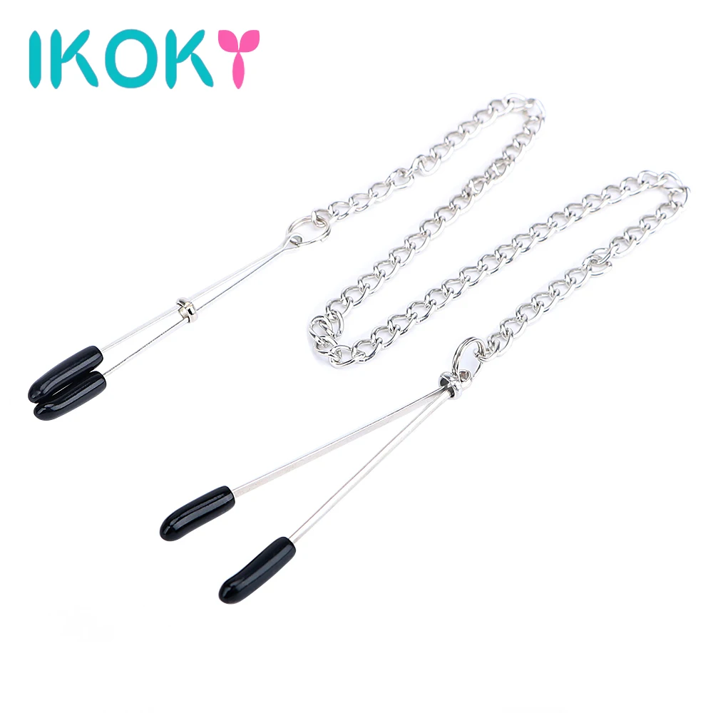 IKOKY Nipple Clamps with Metal Chain Adjustable Breast Labia Clips Clit Clamp Sex Toys for Couple Fetish Adult Game Sex Product Sex Games Sexually Suggestive: No