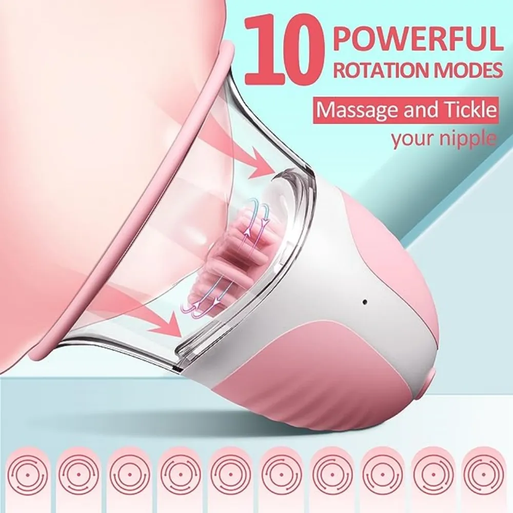 Nipple Toy Clamps,Strong Sucking Stimulator Massager with 10 Vibrator Rotation Modes Rechargeable Sex Toys for Women Couples Sex Toys For Women Item Type: Breast-fed Sex Toy