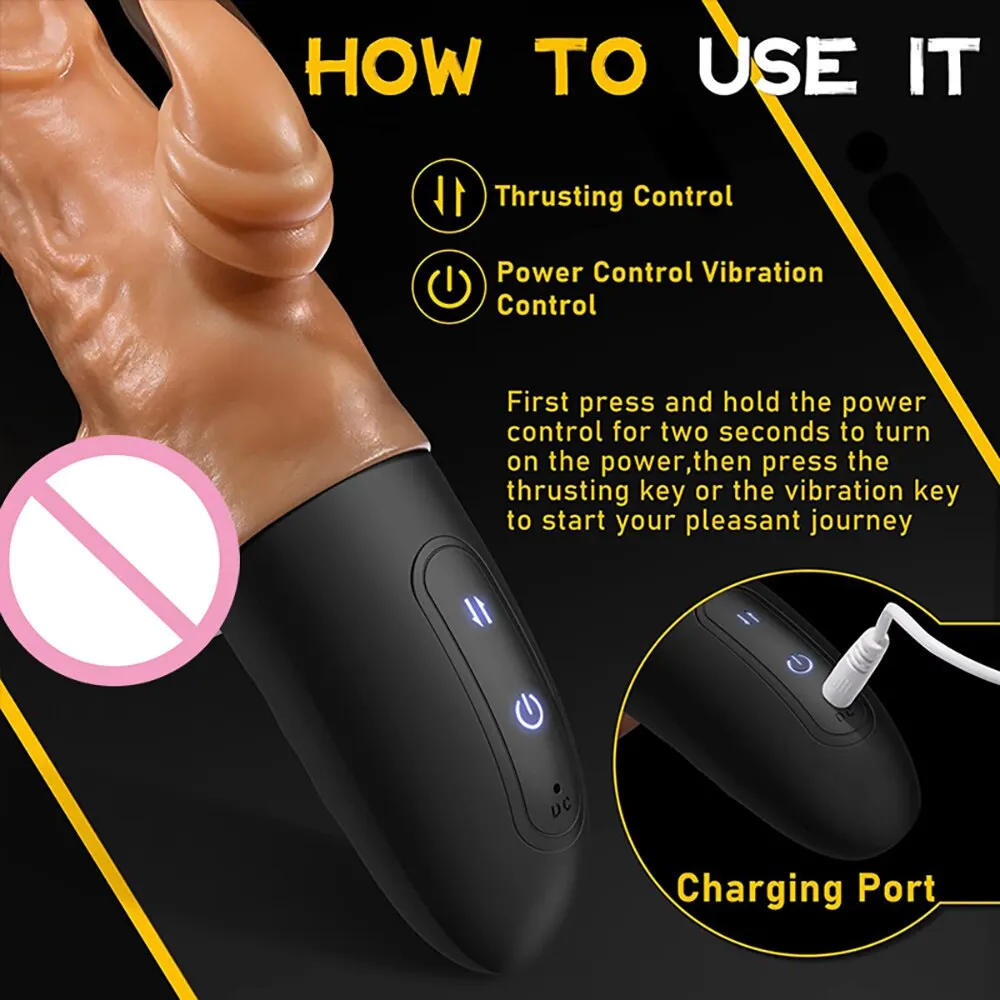 Realistic Dildo Vibrator for Women Thrusting Penis G Spot Clitoral Stimulation Telescopic Dick Handheld Adult Sex Toys Couples Dildos cb5feb1b7314637725a2e7: Brown