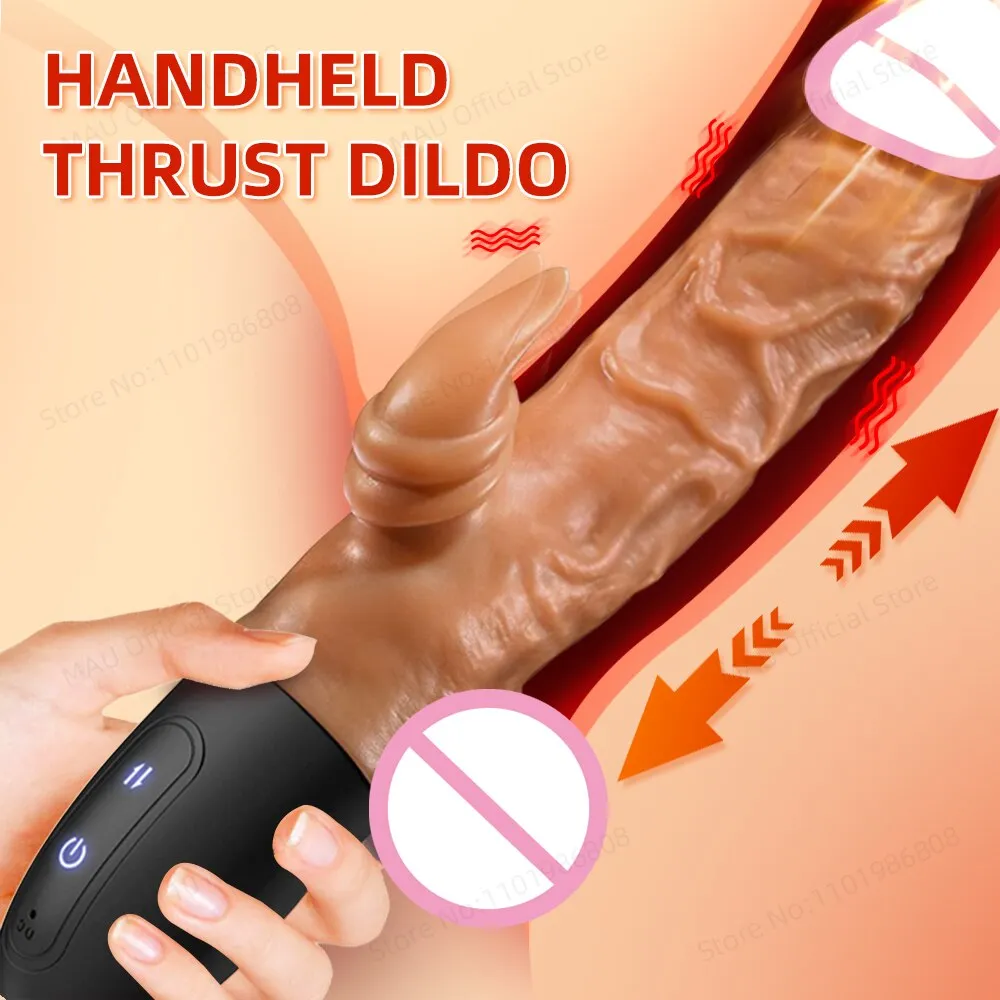 Realistic Dildo Vibrator for Women Thrusting Penis G Spot Clitoral Stimulation Telescopic Dick Handheld Adult Sex Toys Couples Dildos cb5feb1b7314637725a2e7: Brown