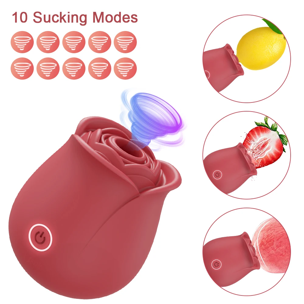Rose Shape Vagina Sucking Vibrator Female Nipple Sucker Oral Licking Clitoris Clit Stimulation Powerful for Women Adult Sex Toys Trending Now cb5feb1b7314637725a2e7: Red