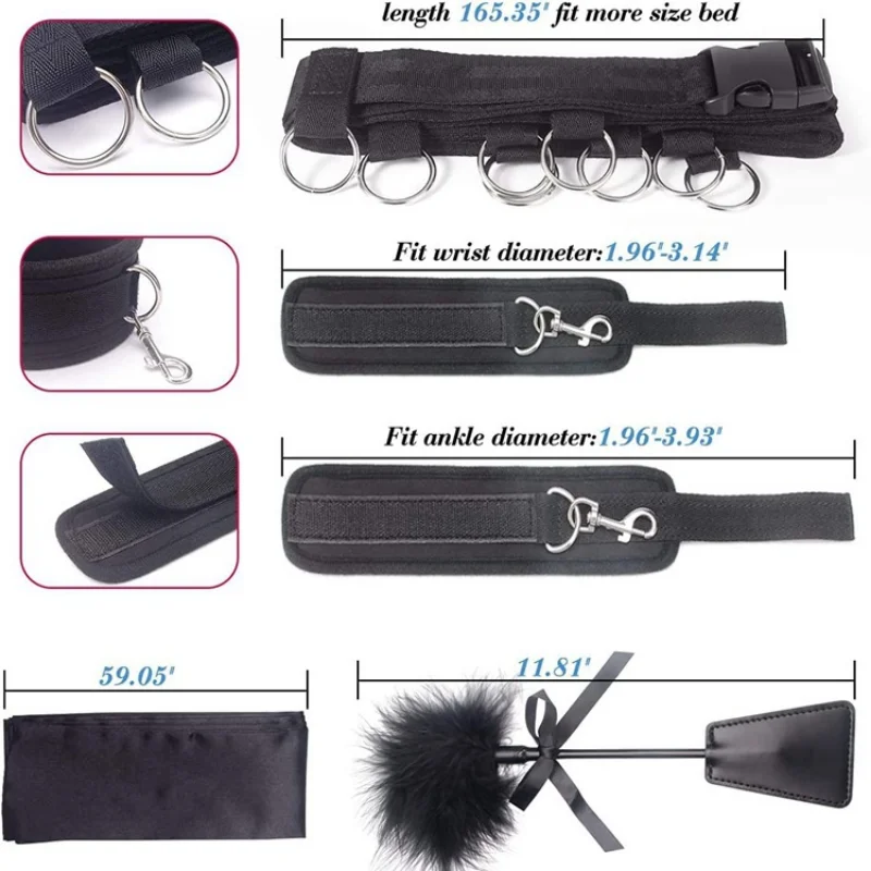 Sex Bondage BDSM Kit Bed Restraints Set Sex Toys with Hand Cuffs Ankle Cuff Bondage Collection & Blindfold & Tickler Included Sex Toys For Couple cb5feb1b7314637725a2e7: Pingxingbed