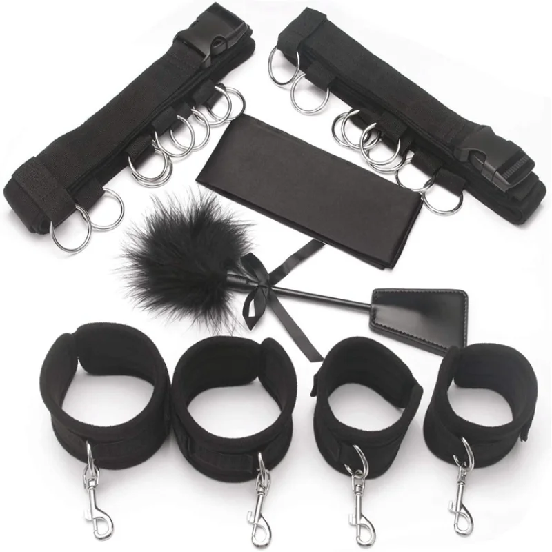 Sex Bondage BDSM Kit Bed Restraints Set Sex Toys with Hand Cuffs Ankle Cuff Bondage Collection & Blindfold & Tickler Included Sex Toys For Couple cb5feb1b7314637725a2e7: Pingxingbed