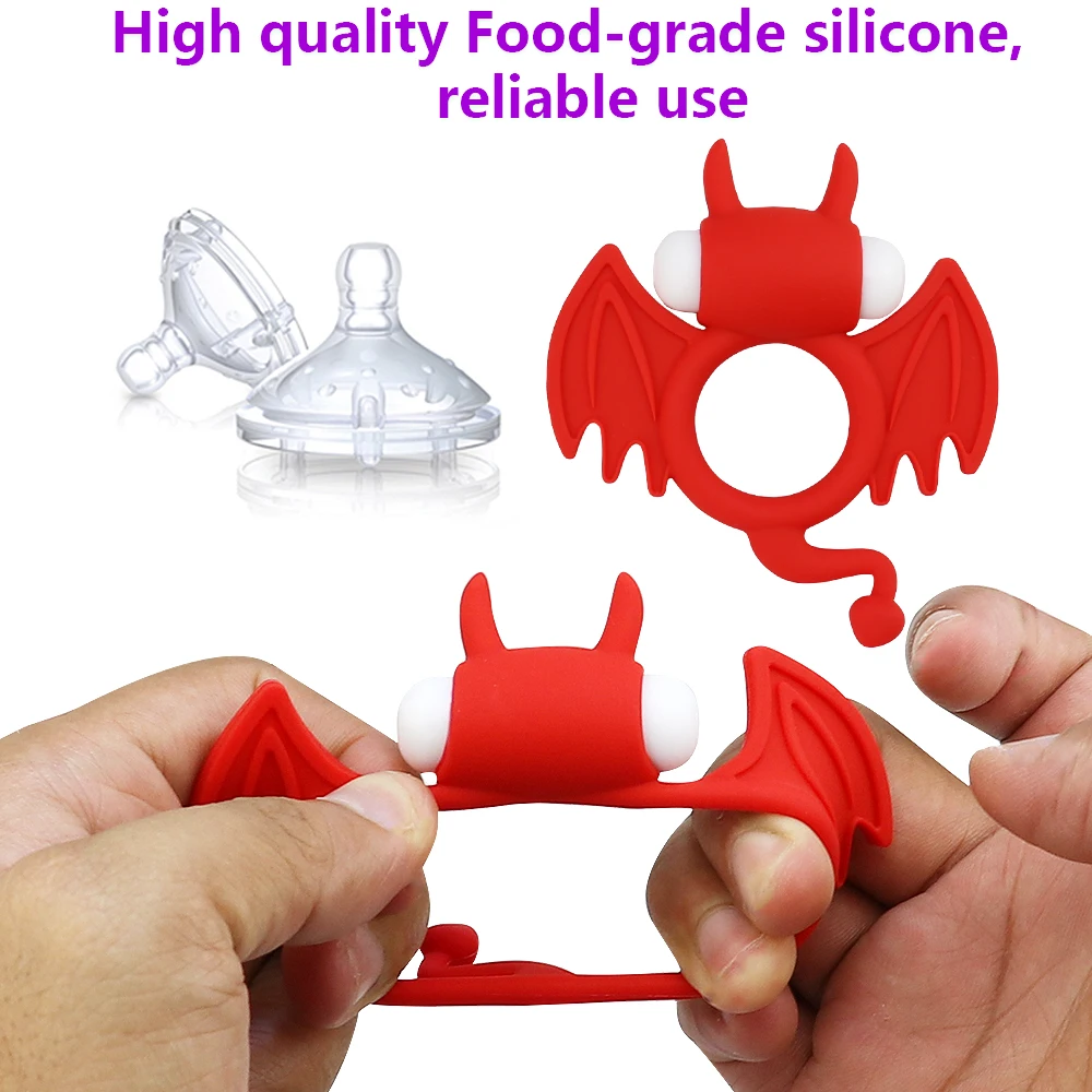 Soft Silicone Dual Vibrating Cock Ring Dick Penis Ring Cockring Adult Sex Toys for Men for Couples Enhancing Harder Erection Sex Toys For Men cb5feb1b7314637725a2e7: Black Bat|Black rabbit|Black round|Purple rabbit|Purple round|Red bat