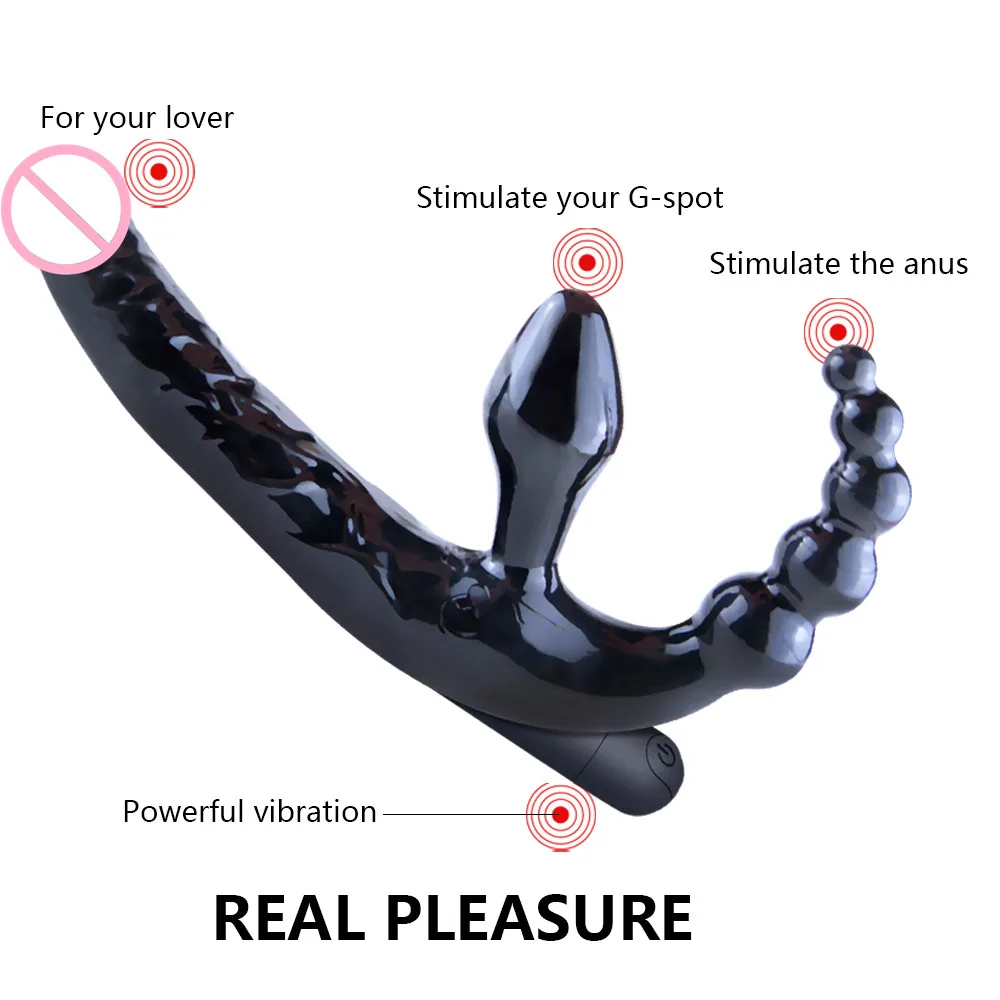 Strapless Strap on Dildo Realistic Dildo Vibrator Massager Lesbian 3 in 1 Vibrator G-Spot Stimulate Clitoris Sex Toy for Couple Dildos cb5feb1b7314637725a2e7: 3 in 1|3 in 1