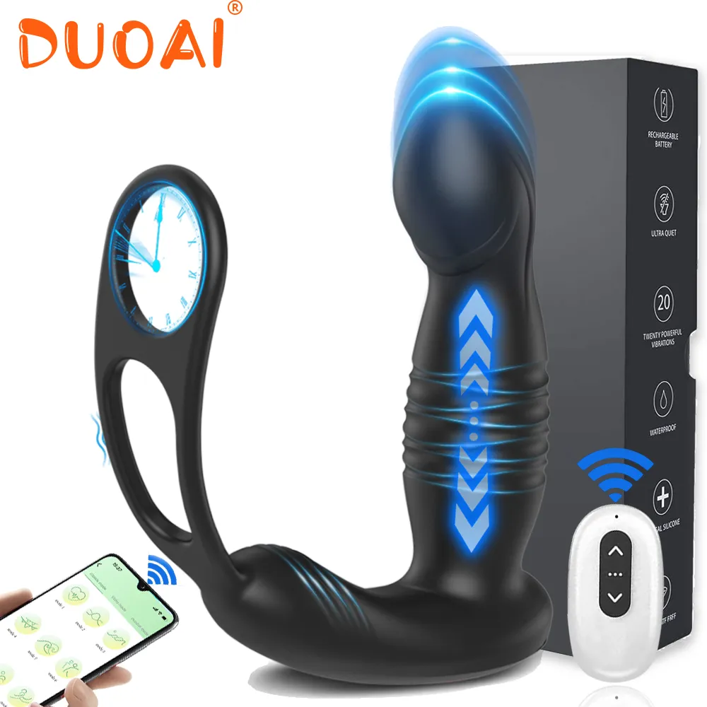 Vibrating Butt Plug Telescopic Prostate Massager Dual Cock Ring Sex Toys for Men Gay Anal Plug Bluetooth APP Vibrator for Adult Sex Toys For Men cb5feb1b7314637725a2e7: A dual control|A with APP|A with APP Box|B with APP|C with APP