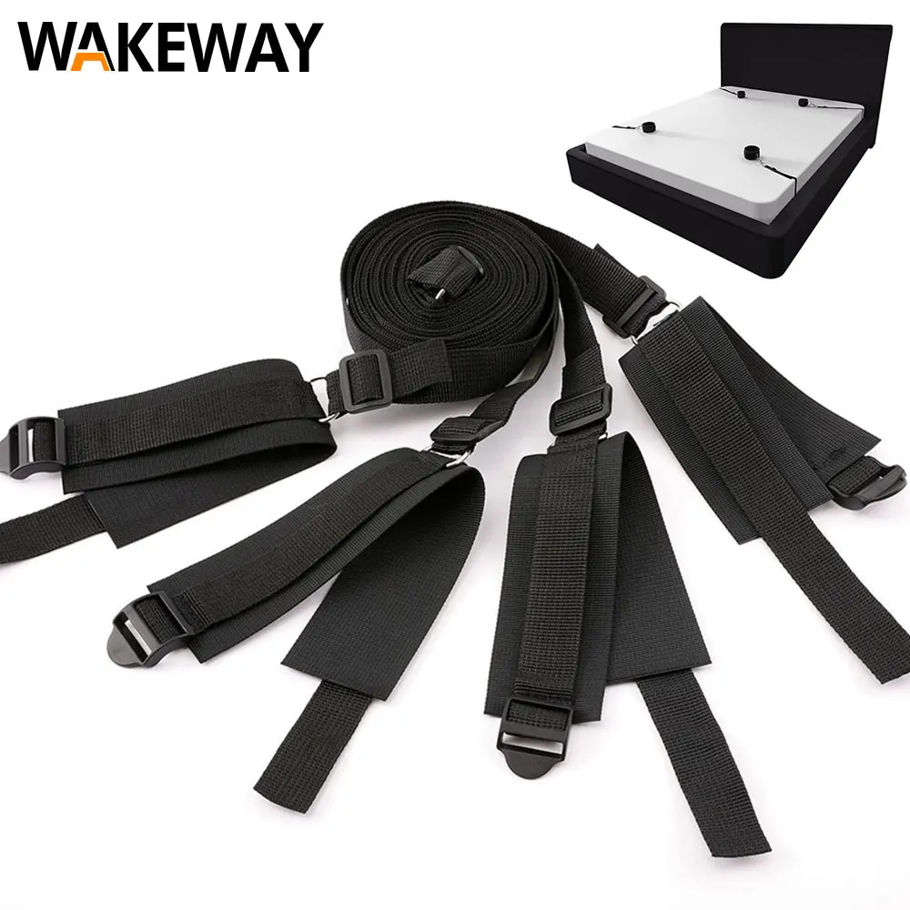 WAKEWAY Sex Furniture Handcuffs & Ankle Cuffs BDSM Bondage Set Restraint Open Leg Fetish Adult Sex Toys Bondage Gear cb5feb1b7314637725a2e7: Black